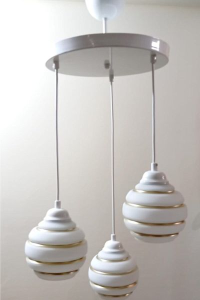 Uçar Pendant Lamp White Gold Striped 3 Piece