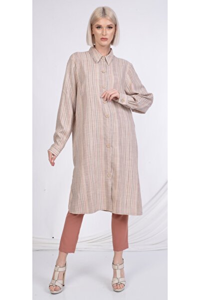 SORALLİNE Γυναικείο λινό τουνίκ 4185 καφέ