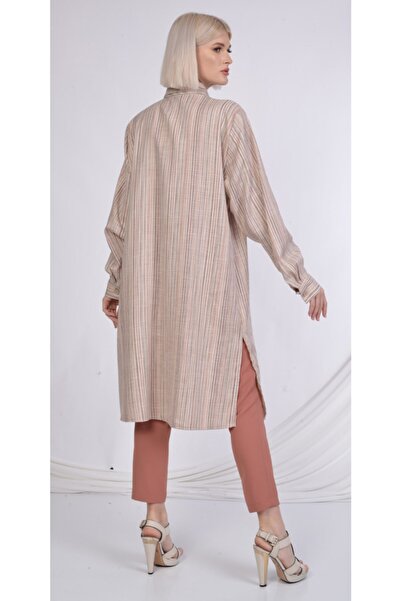 SORALLİNE Γυναικείο λινό τουνίκ 4185 καφέ