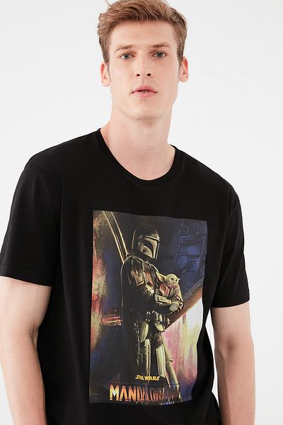 Mavi Men's Mandalorian Star Wars Print Black T-Shirt 067057 -900
