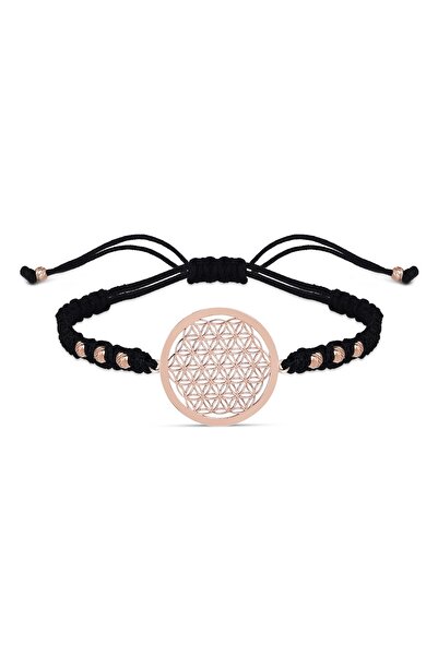 SARIASLAN Siyah Ipli Yaşam Çiçeği Makrome Bileklik