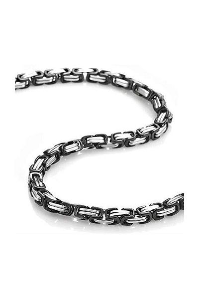The Collection Men's Black-silver Steel Thick 6 Mm King Chain Necklace