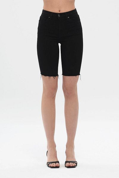 CROSS JEANS Black High Waist Cut-Out Biker Jean Shorts C 4521-049