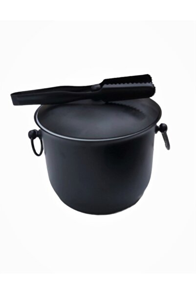 MATARMUTFAK Metal Mat Siyah Buz Kovası Ve Maşa Termoslu