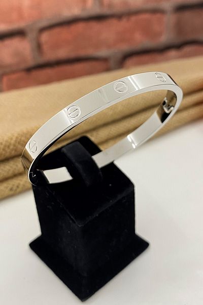 Esra Pamir Thick Silver Color Steel Butterfly Bracelet