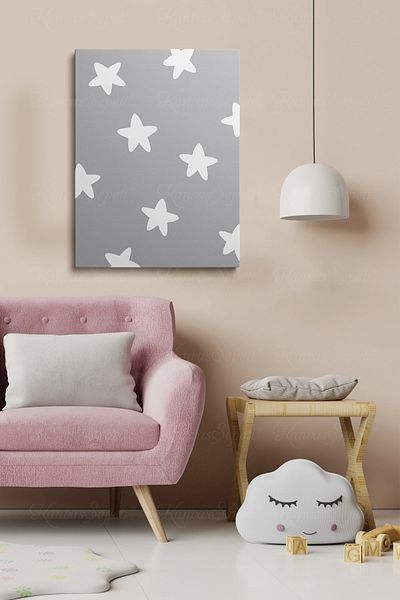 KanvasSepeti Tablou înrămat cu cadru de pânză cu model abstract decorativ pentru camerele băieților și fetelor