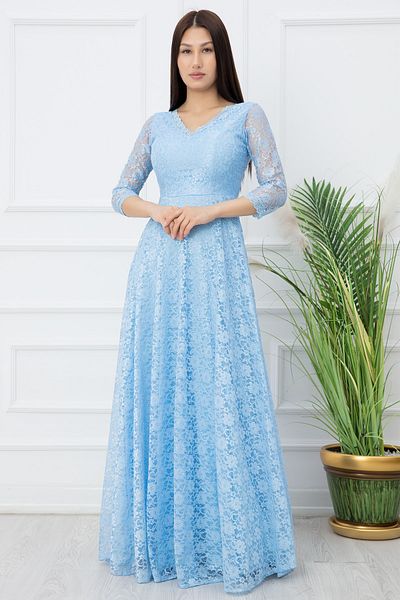 PULLIMM Kristy 3810-2 V-neck Lace Long Dress