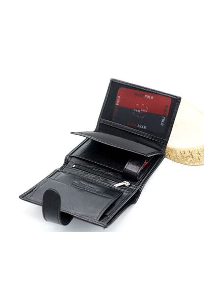 WEST POLO CÜZDAN Чоловічий гаманець з натуральної шкіри West Polo 02p чорний