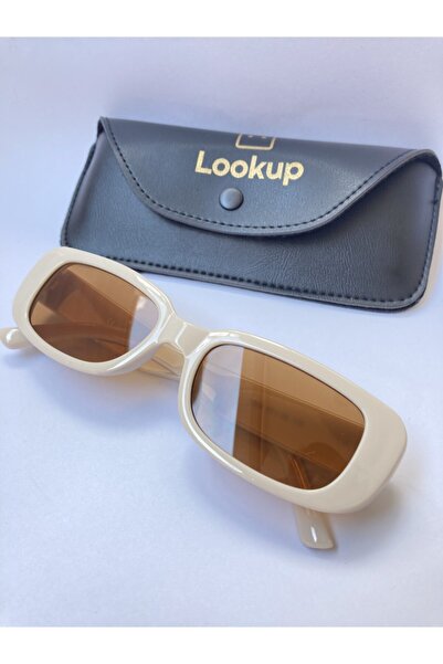 LOOKUP Lookup Unisex Bone Color Frame Brown Glass Square Rectangle Vintage-retro Sunglasses
