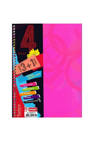 Mikro A4 120/1 PlsCover SprLined Notebook