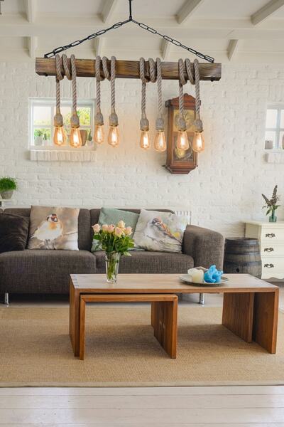 NOONLUX DESIGN&LIGHTING 8 Li Halatlı Kütük Avize Salon Yemek Odası Oturma Oda...