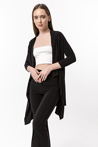 Laranor Cardigan negru asimetric largi pentru femei 19L6550