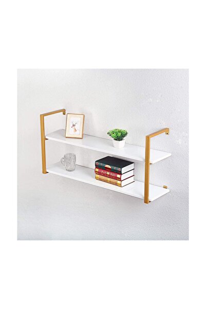 DecovizyonTasarım Tasnia Duvar Rafı Gold 120cm 2 Katlı