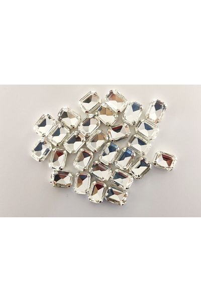 yiğit aksesuar 13x18 (1.8 Cm) Rectangulartegen Case Planted Glass Stone White 10 Pieces