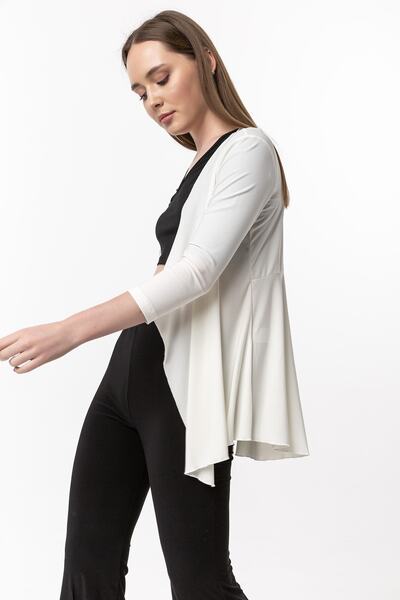 Laranor Women's Ecru Back Flounce Cardigan 19L6561