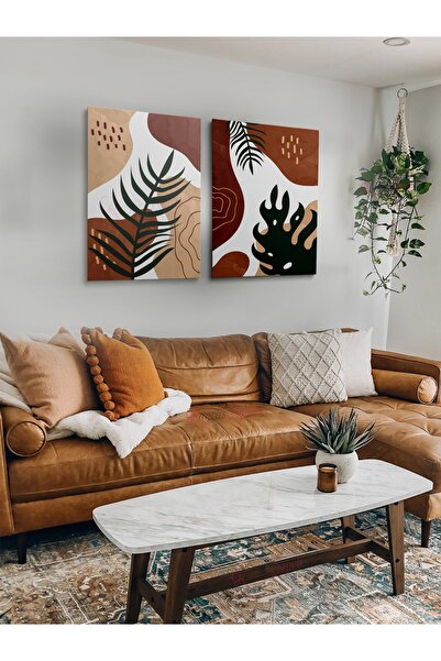 KanvasSepeti Set de 2 Boho Bohemian Bohe Retro Art Pictură abstractă Pictură ...