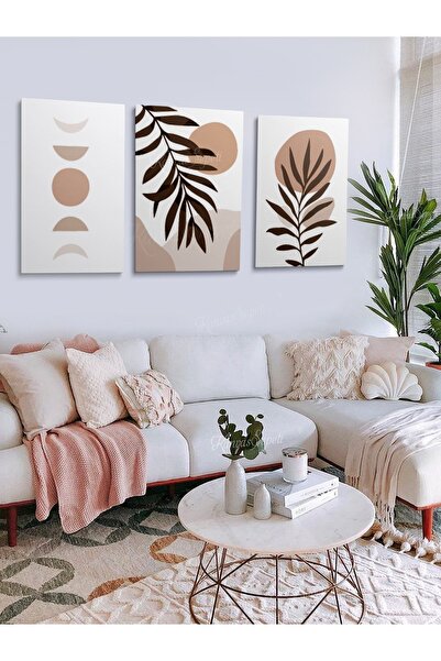 KanvasSepeti 3lü Set Boho Bohem Bohe Retro Art Soyut Tablo Dekoratif Kanvas T...