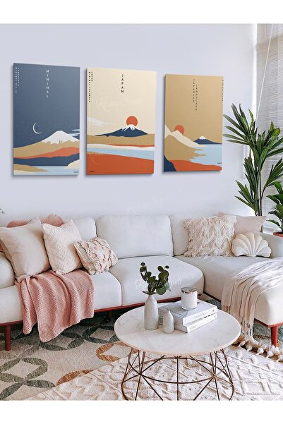 KanvasSepeti Set od 3 boho boemskih retro umetničkih apstraktnih slika, dekor...