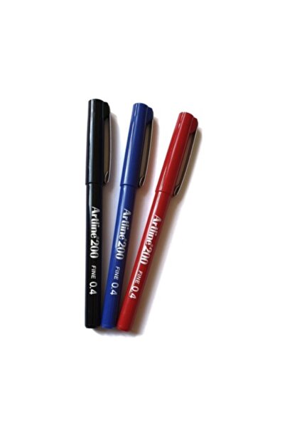 artline 200 Fine 0.4 Fineliner Keçeli Kalem Siyah-kırmızı-mavi