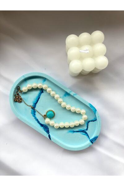 Orange Atelier Dekoratif Oval Beton Biblo Tabak Beton Takı Tabağı Mum Tabağı Organizer Mumluk Tütsülük