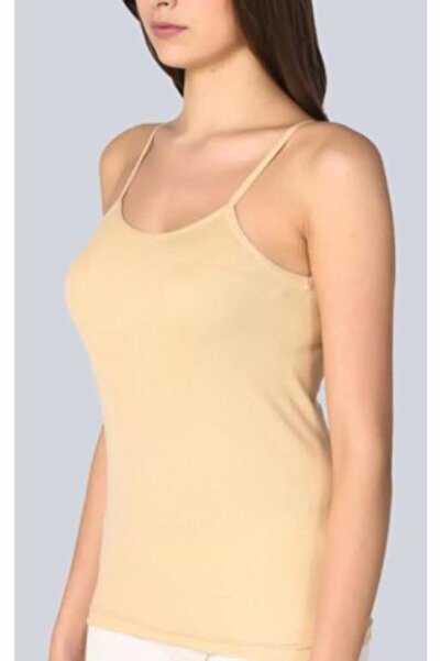 bejamonti Women's Nude Colored Cotton String Strap Tank Top Set of 6
