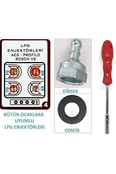 Haydi Lpg Ocak Memesi Enjektör 4 Lü Set, Dirsek Conta Lokma Anahtar Bütün Mar...