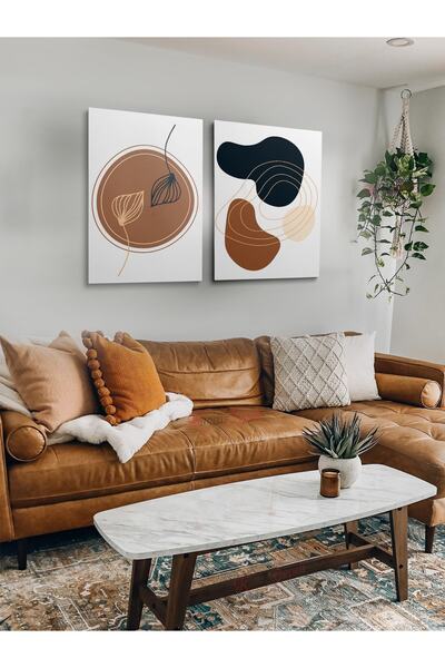 KanvasSepeti 2li Set Bohem Bohom Bohe Boho Art Soyut Abstract Pastel Trend De...