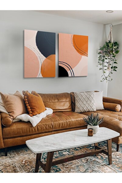 KanvasSepeti 2li Set Bohem Bohom Bohe Boho Art Soyut Abstract Pastel Trend De...