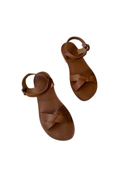 DaphneSandals El Yapımı Hakiki Deri Kösele Taban Taba Bodrum Sandaleti - 4003