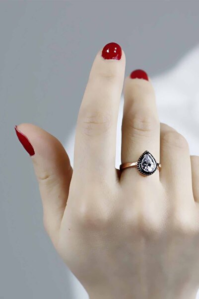 Necati Gün Zirkon Taşlı Elmas Modeli Rose Gold Kaplama Gümüş Yüzük