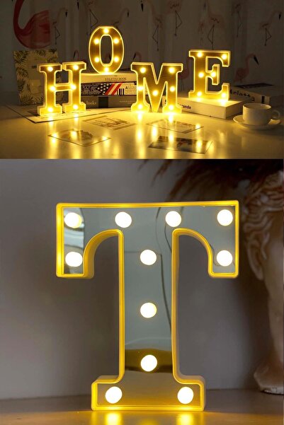 Murido Dekoratif Led Işıklı 3d T Harfi Büyük Boy Organizasyon Doğum Günü Kutlama