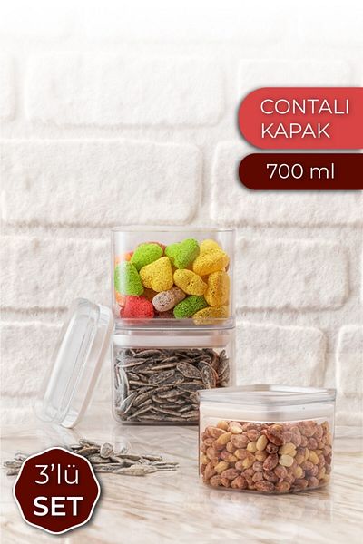 Nandy Home 3-Piece 700 ml Transparent Storage Container with Leak-Proof Lid