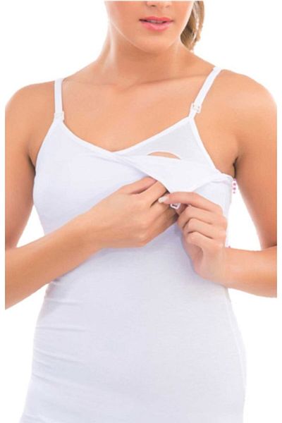 by HW Γυναικείο White Modal Maternity Tank Top Θηλασμού