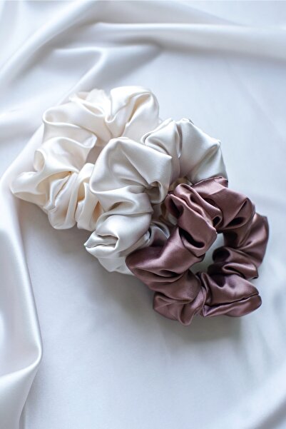 pistore Γυναικείο Σετ 3 τεμαχίων σατέν μαλλιών λαστιχένια καρφίτσα κρέμα εκρο...