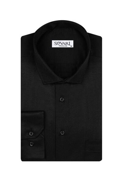 SÜVARİ Ανδρικό πουκάμισο μαύρο με σχέδιο