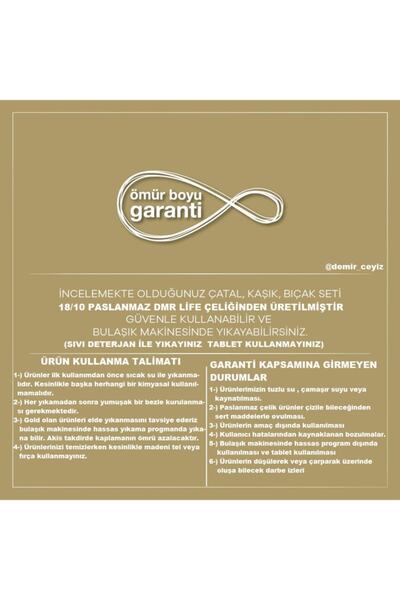 DMR LİFE Matte Gold (6 Pieces of Sweet Spoons 6 Pieces of Sweety Fork) Dmr