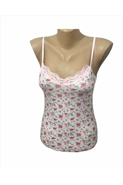 Güryıldız Bayan Atlet Ip Askılı V Yaka Tırnak Dantelli Model Empirme Atlet