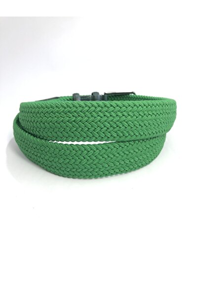 GİRAY Elastik Örgü Esnek Unisex Gerçek Deri Detaylı Kemer