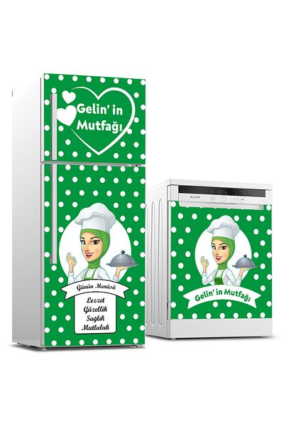 Tilki Dünyası Refrigerator And Dishwasher Set Sticker 0392