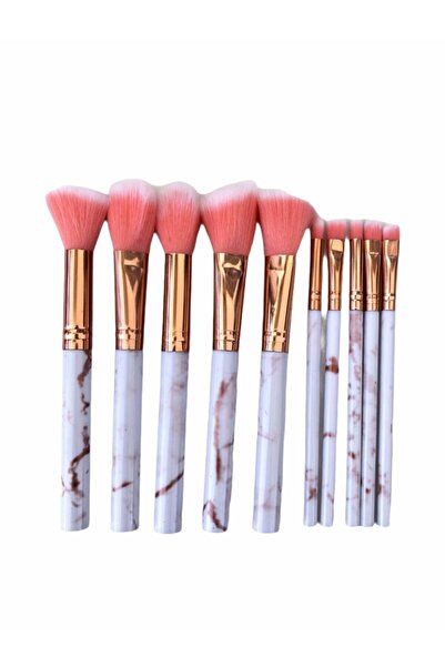 Roesıa Rose Cosmetics Mermer Desenli 10'lu Fırça Seti Pembe