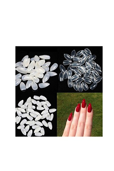 MUJGAN 2 Kutu Balerin Tırnak Tips 1 Kutu 100 Lü Şeffaf 1 Kutu 100 Lü Naturel