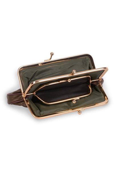 Erzeno Genuine Leather Brown Clip Women's Wallet with Puppy