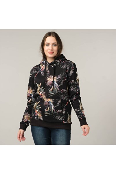 Kadın Siyah Baskılı Sweatshirt