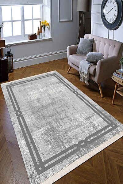 Modern home Çerçeveli Eskitme Tasarım Halı Yolluk Kaymaz Taban Makinada Yıkan...