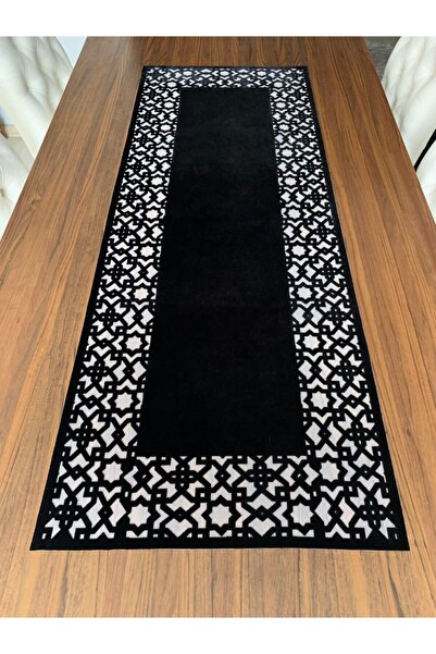 NURHAN HOME COLLECTION Dikdörtgen Selçuklu Modeli Siyah Renk Masa Runner
