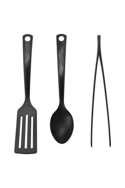 IKEA 3 Parça Mutfak Kepçe-spatula-maşa Seti, Siyah Renk Meridyendukkan Asılabilir ,pratik Ürünler