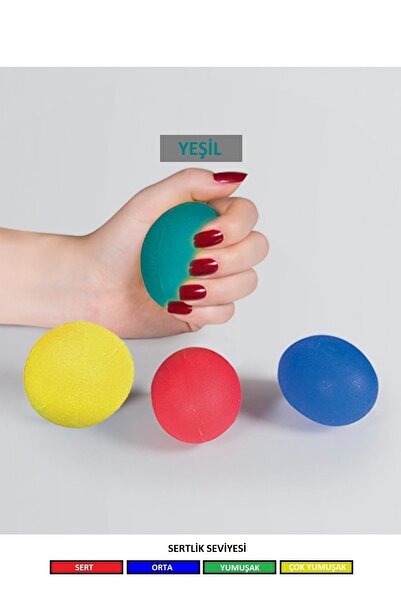 FLYDEN Yeşil Silikon Stres Topu El Egzersiz Topu Fizik Tedavi Topu El Bilek P...