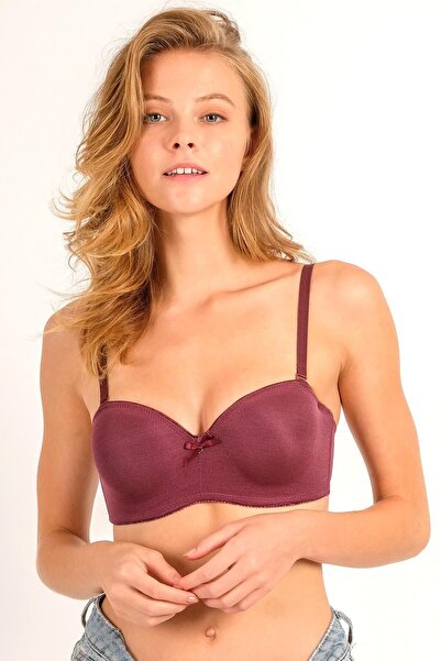Bralet Dünyası Maxpera Kadın Bordo Balenli Straplez Sütyen
