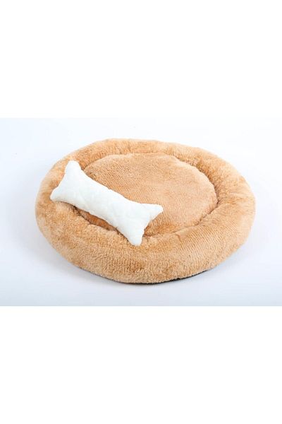 Cookie Pet سرير شيربا بولار دائري قابل للغسل للكلاب والقطط 60 خردل