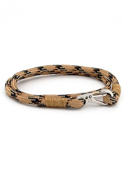 Solfera Milk Coffee Paracord Metal Hook Two Rows Men's Bracelet M011h